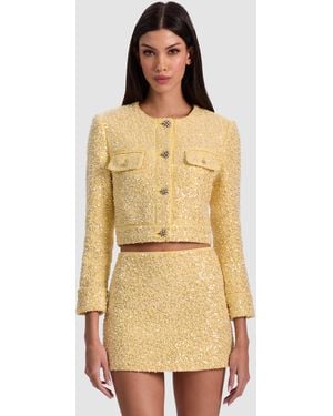 Alice + Olivia Lorie Embellished Tweed Jacket - Natural