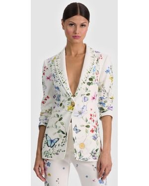 Alice + Olivia Breann Printed Blazer - White