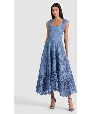 Alice + Olivia Rosalee Lace Bustier Dress - Blue