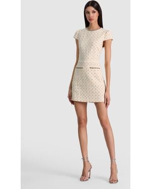 Alice + Olivia Cade Embellished Cap Sleeve Mini Dress - White