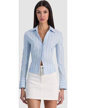 Alice + Olivia Freya Button Down Top - Blue