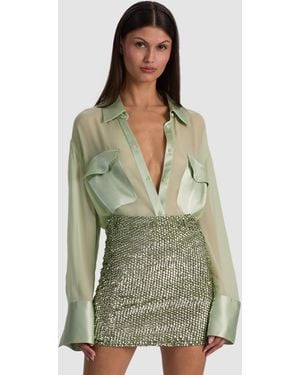 Alice + Olivia Finely Oversized Utility Shirt - Green
