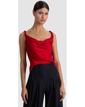Alice + Olivia Monique Twist Strap Tank - Red