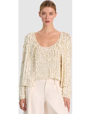 Alice + Olivia Anderson Allover Sequin Cardigan - Natural