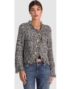 Alice + Olivia Janet Fringe Jacket - Gray