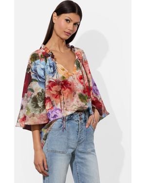Alice + Olivia Norah Peasant Blouse - Red
