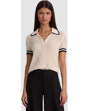 Alice + Olivia Martha Pointelle Polo - Natural