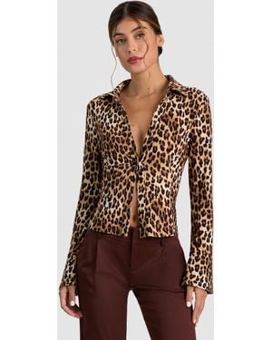 Alice + Olivia Freya Button Down Top - Brown