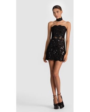 Alice + Olivia Georgie Embellished Lace Mini Dress - Black