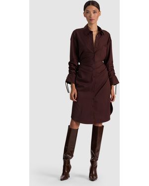 Alice + Olivia Denise Midi Shirt Dress - Red