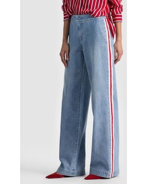 Alice + Olivia Xander Racing Stripe Jean - Blue