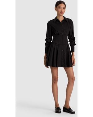 Alice + Olivia Edie Corset Mini Shirt Dress - Black