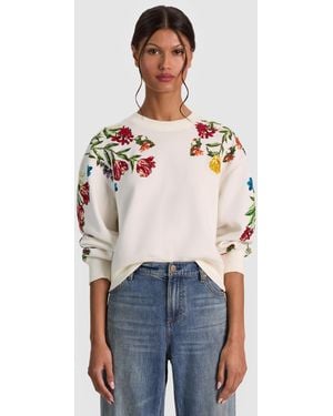 Alice + Olivia Russell Embellished Crewneck Sweatshirt - Blue