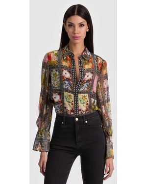 Alice + Olivia Wan Silk Blouse - Black