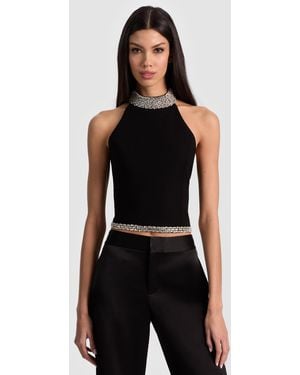 Alice + Olivia Gatz Embellished Top - Black