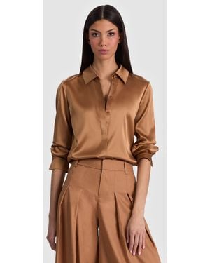 Alice + Olivia Brady Silk Blouse - Brown
