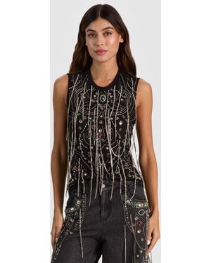 Alice + Olivia Dede Embellished Chain Tank - Black