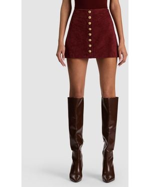 Alice + Olivia Rubi Suede Mini Skirt - Red