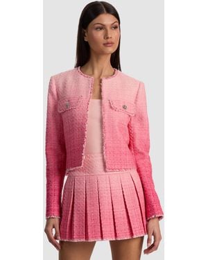 Alice + Olivia Dumont Embellished Tweed Jacket - Pink