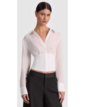Alice + Olivia Edie Seamed Corset Button Down - White