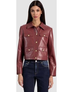 Alice + Olivia Alex Vegan Cropped Jacket - Red