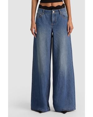 Alice + Olivia Ian Lace Trim Jean - Blue