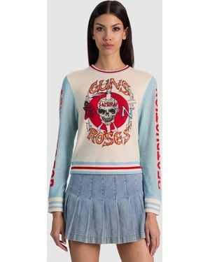 Alice + Olivia Carolee Wool Printed Pullover - White