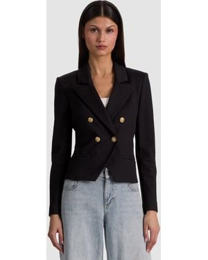 Alice + Olivia Sable Double Breasted Cropped Blazer - Black