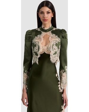 Alice + Olivia Thomasina Lace Cropped Jacket - Green