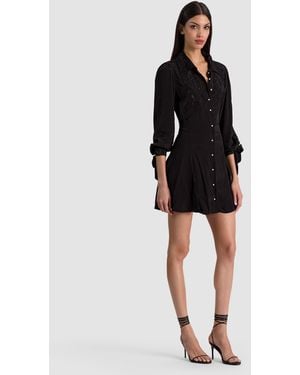 Alice + Olivia Deborah Mini Shirt Dress - Black