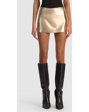 Alice + Olivia Mace Vegan Leather Mini Skort - Metallic