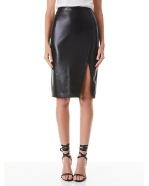 Alice + Olivia Siobhan Vegan Midi Skirt - Black