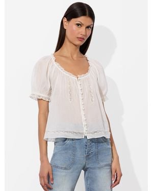 Alice + Olivia Odette Pintuck Blouse - White