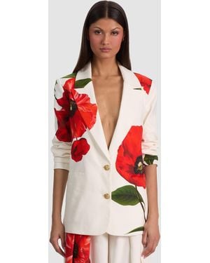 Alice + Olivia Elna Slim Long Blazer - Red