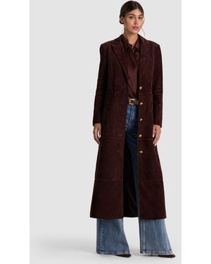 Alice + Olivia Irvin Suede Slim Maxi Blazer - Brown