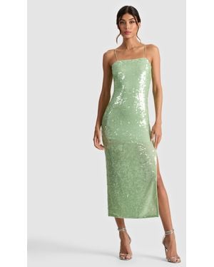 Alice + Olivia Fifi Sequin Midi Dress - Green