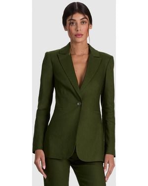 Alice + Olivia Breann Linen Blazer - Green