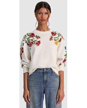 Alice + Olivia Russell Embellished Crewneck Sweatshirt - Blue