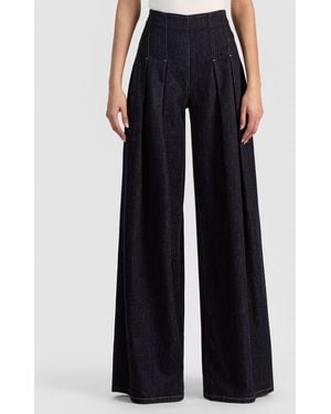 Alice + Olivia Henry Pleated Denim Pant - Black