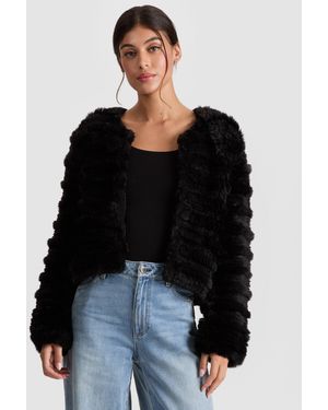 Alice + Olivia Fawn Faux Fur Jacket - Black