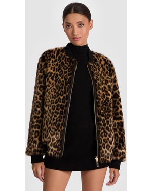 Alice + Olivia Becky Reversible Faux Fur Bomber Jacket - Brown
