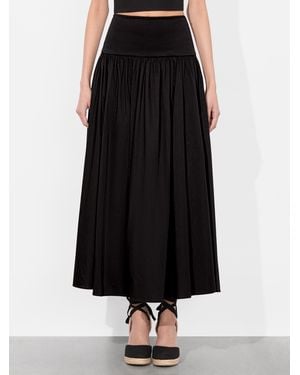 Alice + Olivia Oriana Drop Waist Midi Skirt - Black