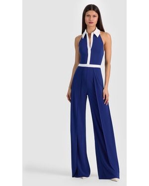 Alice + Olivia Alara Collared Jumpsuit - Blue