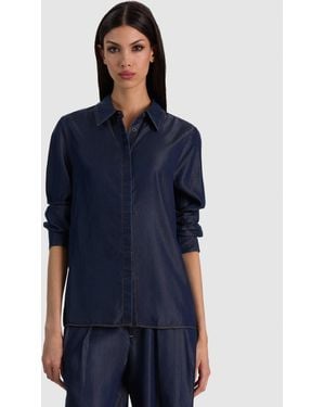Alice + Olivia Willa Denim Blouse - Blue