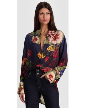 Alice + Olivia Finely Oversized Button Down - Blue