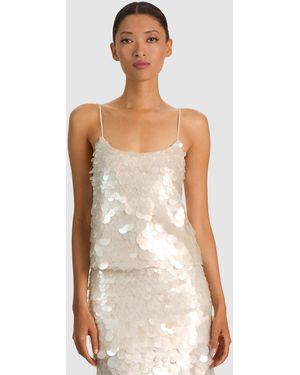 Alice + Olivia Julia Paillette Tank Top - White