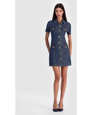 Alice + Olivia Jamie Denim Mini Dress - Blue