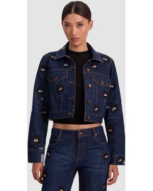 Alice + Olivia Chloe Embellished Denim Jacket - Blue