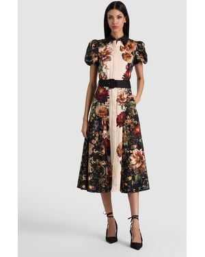 Alice + Olivia Henrietta Belted Midi Dress - White