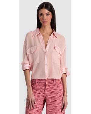 Alice + Olivia Finely Oversized Utility Shirt - Pink